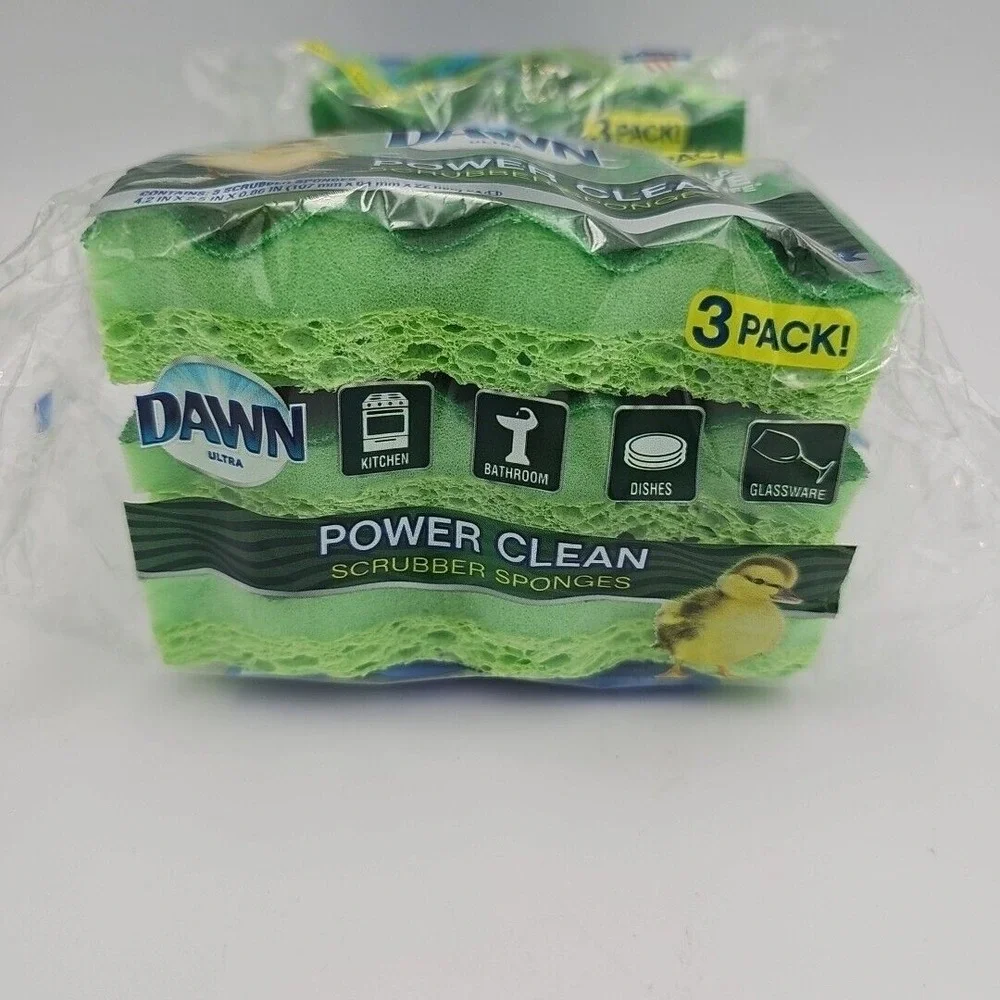 Dawn Power Clean‎ Scrubber Sponges 3 Pack Lot Of 2 (6 sponges)